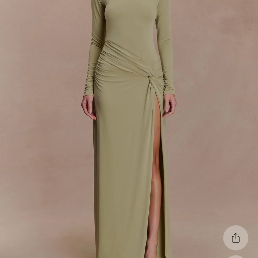 Meshki Olive Maxi Dress with Side Slit